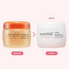 ETUDE mascarilla nocturna de colágeno, textura ligera que se absorbe rápido.