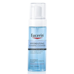 Botella de Eucerin limpiador espumoso hidratante para uso diario.