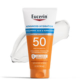Eucerin Sun Advanced Hydration SPF 50, envase de 5 oz, hidratación duradera para la piel.