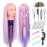 Eumos cabeza de maniquí con cabello 29 pulgadas, vista frontal para prácticas de peinado.