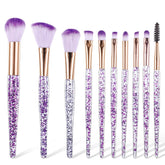 Pinceles EupHHonycs para maquillaje en cristal cristal brillante morado, ideal para todo el rostro