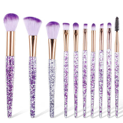 Pinceles EupHHonycs para maquillaje en cristal cristal brillante morado, ideal para todo el rostro