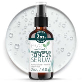 Eva Naturals Niacinamida Serum, botella, mejora poros y tono desigual.