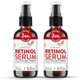 Eva Naturals Retinol Serum botella, presentación y cuidado facial recomendado.
