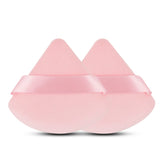 Esponja triangular EVAOUXIU para polvo rosa, acabado suave.