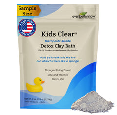 Evenbetternow Kids Clear Detox arcilla Bentonita en baño, limpieza suave para piel sensible.