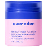 Evereden crema para niños con durazno refrescante en envase, ideal para hidratación suave.