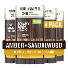 Every Man Jack Amber y Sandalwood desodorante, envase de 3 oz para uso diario