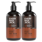 Every Man Jack beard-face wash en botella, limpieza suave para barba y piel.