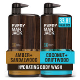 Every Man Jack botella coco-madera-flotante-ambar-sandalo para ducha diaria con fragancia duradera.