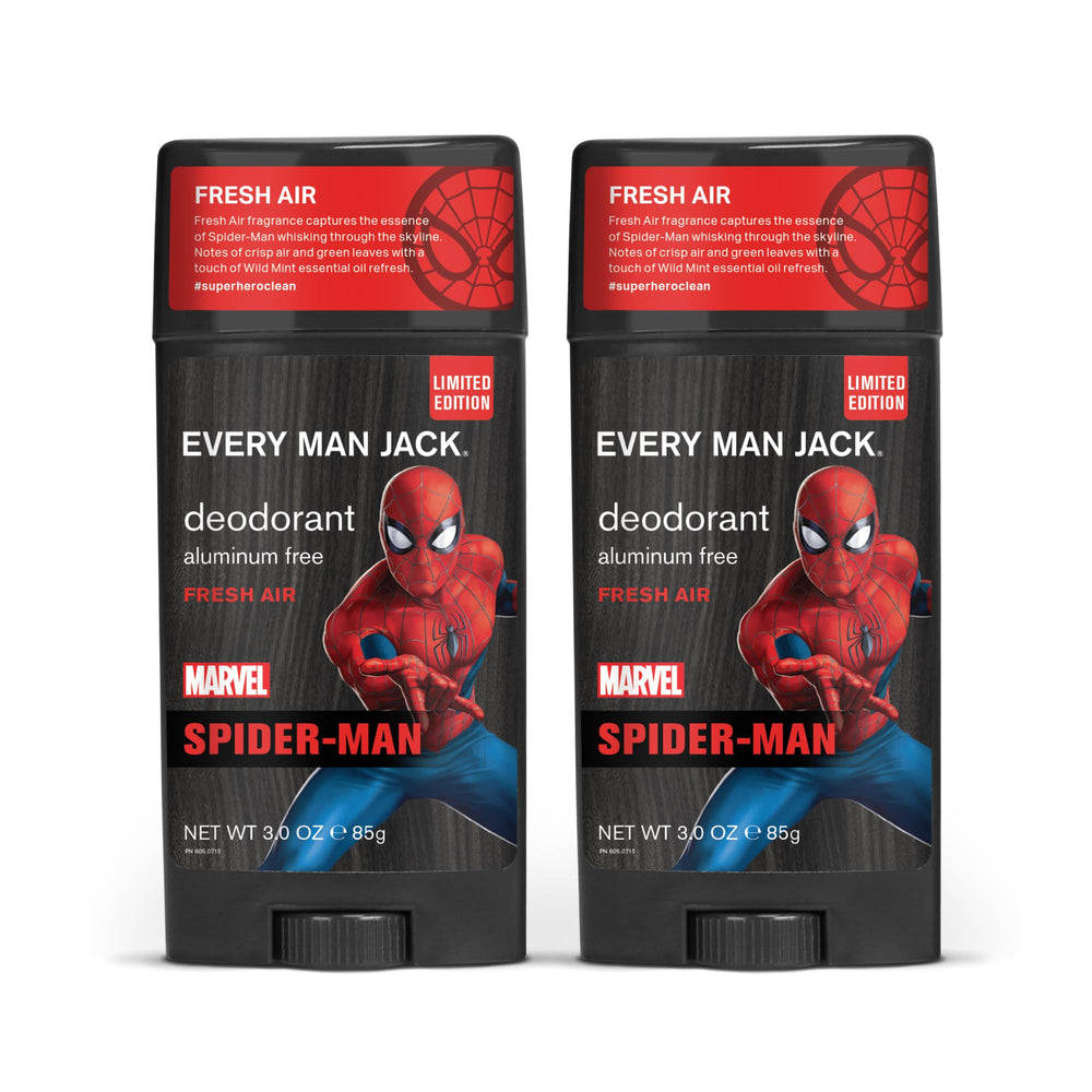 Desodorante Every Man Jack Spider-Man, vista frontal, frescura duradera