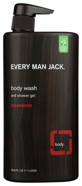 Every Man Jack doble pack gel de ducha para hombre con aroma a cedro, ideal para uso diario.