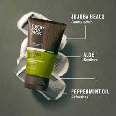 Exfoliante suave con perlas de jojoba para renovar la piel sin irritación.