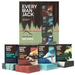 Every Man Jack jabón proceso frío, variedad regalo invierno, ideal para ducha diaria y aroma fresco.