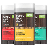 Set de desodorantes Every Man Jack: tres barritas para uso diario.