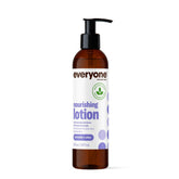 Loción nutritiva de lavanda y aloe de Everyone en bote, hidratación suave para piel diaria.