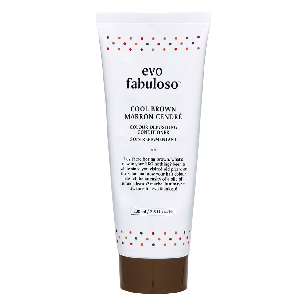 EVO Fabuloso brun foncé, bouteille, couleur instantanée et soin nourrissant.
