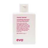 EVO Mane Tamer Shampoo — bouteille lissante pour des cheveux disciplinés et brillants.