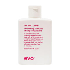 EVO Mane Tamer Shampoo — bouteille lissante pour des cheveux disciplinés et brillants.
