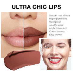 Labial evpct tono piel marrón, color resistente para comidas.