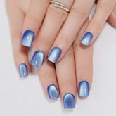 evpct uñas pegables ojo de gato azul corto y cuadradas para estilo sofisticado
