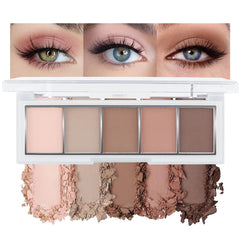 Paleta Evpct de sombras mate 5 colores, frontal para looks versátiles.