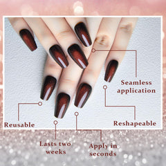 evpct uñas con longitud media y forma ataúd, look elegante y cómodo