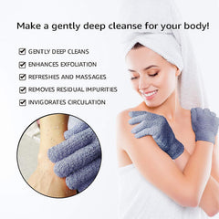 Parte dorsal de guantes Evridwear con textura diferenciada para exfoliar suavemente