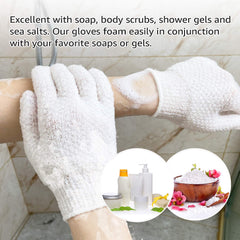 Guantes Evridwear para spa con textura dual, aptos para masajes y scrubs.