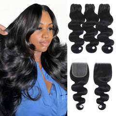 EWV body wave bundles with closure for natural-looking weave with long-lasting softness.