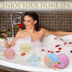 Excalla bath bombs dissolving in warm water create rich bubbles and color.