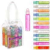 Conjunto Expressions Girl de 12 brillos labiales con rodillo en estuche, ideal para llevar.