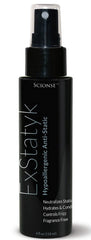 ExStatyk en botella emite niebla antiestática para cabello suave y libre de encrespamiento.