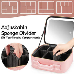 Extrei Gent trousse maquillage portable avec compartiments pour pinceaux et bijoux.