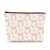 EXUQO Coquette bolso de maquillaje con lazo rosa, ideal para organización diaria.