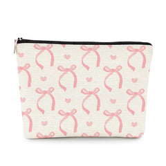 EXUQO Coquette bolso de maquillaje con lazo rosa, ideal para organización diaria.