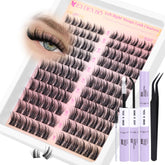 EYDEVRO Manga Lash Clusters: kit de 144 piezas para extensiones naturales en casa.