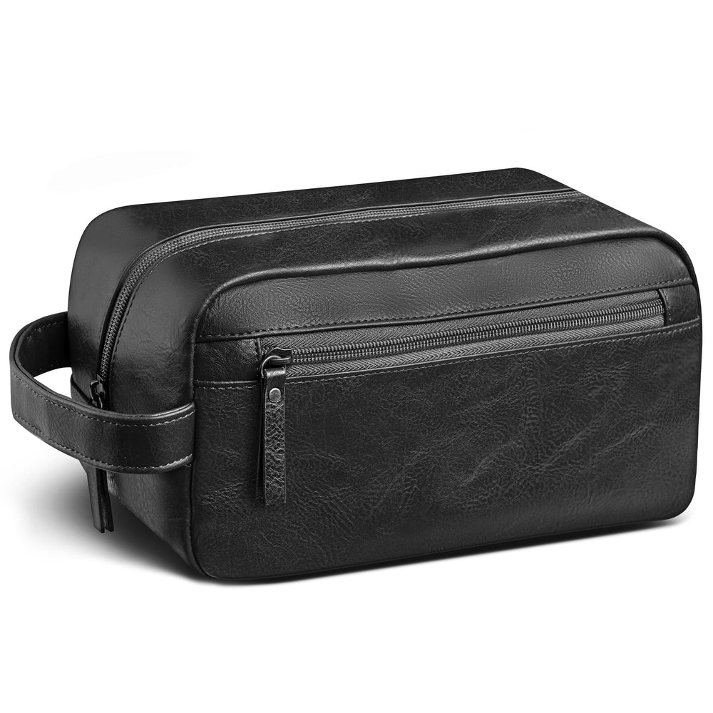 Ezday bolsa dopp viaje con cuero PU negro, ideal para organizar el neceser