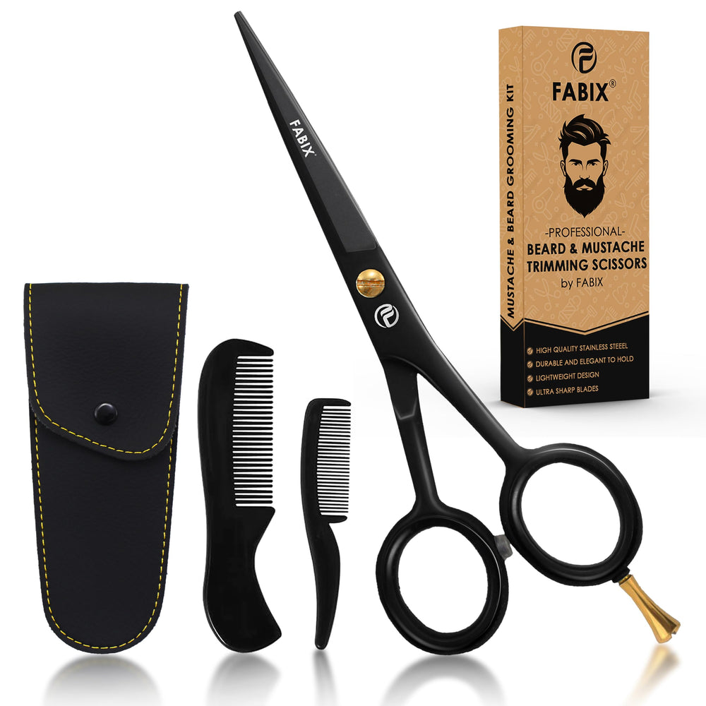 Fabix tijeras profesionales para barba y bigote con filo preciso para recortes