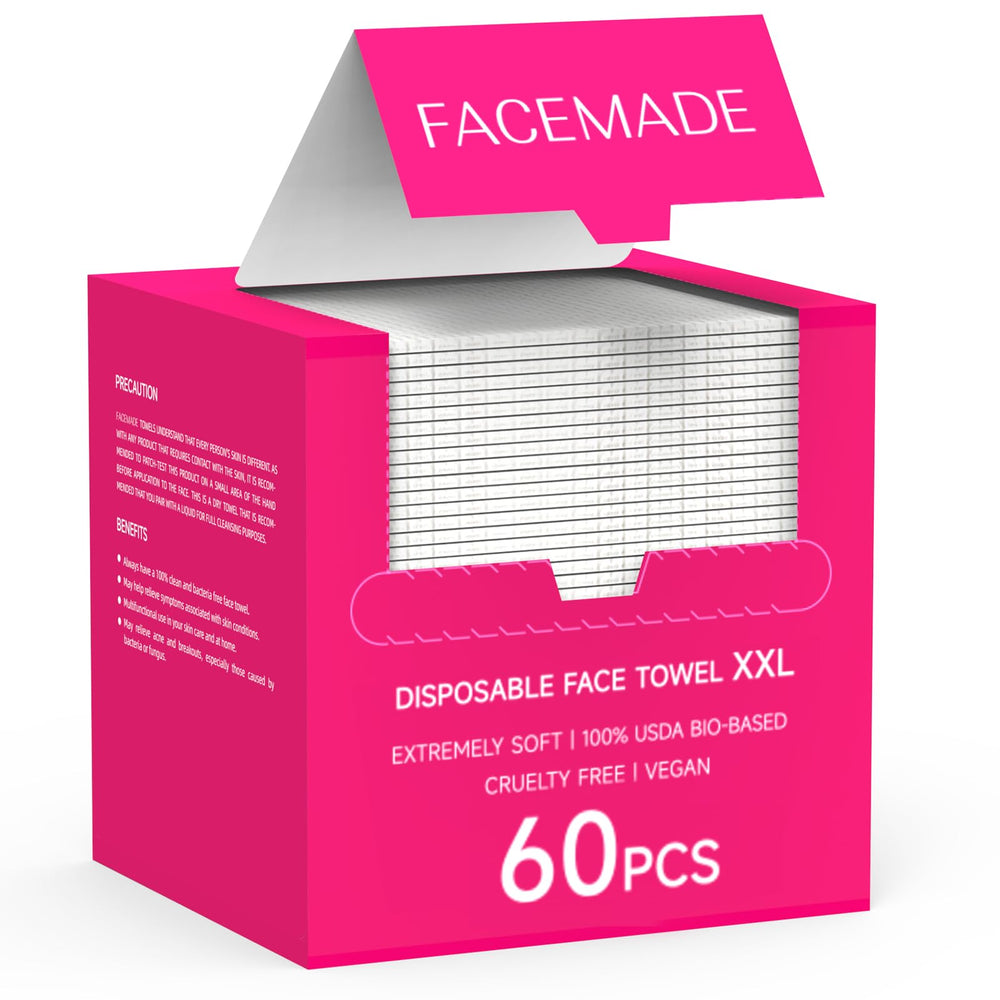 FACEMADE toallas faciales extra grande 12x12 para secado rápido y suave.