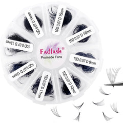 FADLASH 1000 fans prearmadas con 10D-0,07D y 9–16 mm para volumen rápido y uniforme