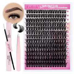 FADLASH DIY kit extensiones cluster D para un look natural.