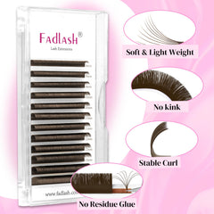 Extensiones FADLASH marrón oscuro, efecto 2D-10D fácil de lograr.
