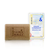FAIR & WHITE Jabon Exfoliante Barra 200g, elimina células muertas para una piel radiante.