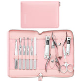 Set de manicura FAMILIFE con estuche rosa, compacto y listo para viajar