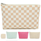 Fammart bolso maquillaje a cuadros con cierre, ideal para viajar