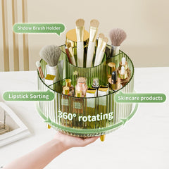 Fanado organizador maquillaje transparente verde, visibilidad para localizar artículos.