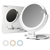 Miroir Sadie de Fancii montre les détails avec 10x et 1x pour un maquillage précis.