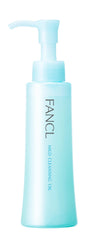 FANCL Aceite Limpiador Suave en botella azul para desmaquillar rostro.