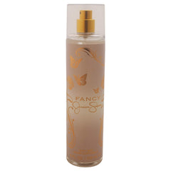Frasco dorado de Fancy Jessica Simpson bruma corporal, aroma oriental vainilla para uso diario